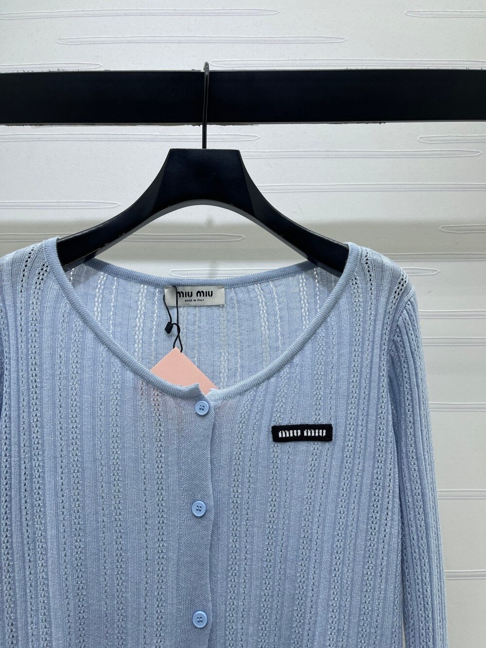 Miu Miu Light Blue Lace Cami & Knit Cardigan Two Piece Set - Picture 9 of 9